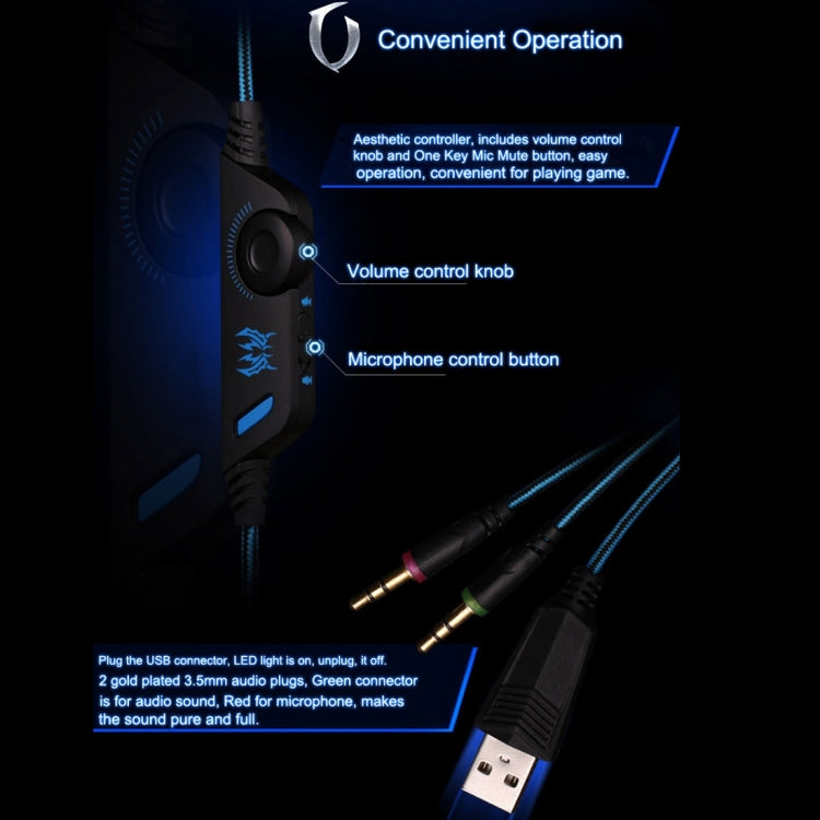 KOTION EACH G2000 Over-ear Game Gaming Headphone Headset Earphone Headband with Mic Stereo Bass LED Light for PC Gamer,Cable Length: About 2.2m(Orange + Black) - free shipping - PMC Jewellery - Order now!