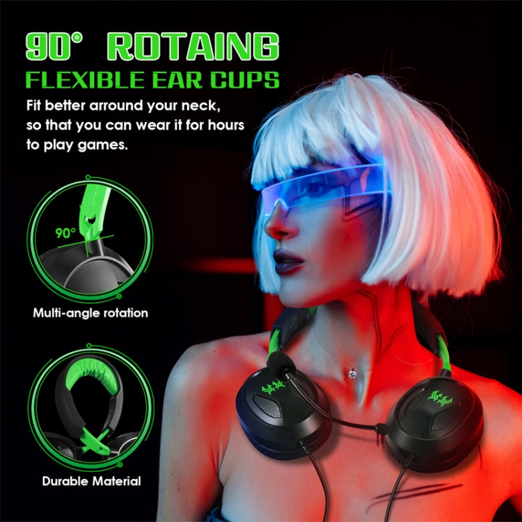 KOTION EACH G3100 Stereo Bass Gaming Headset with Omni-directional Mic,Cable Length: 1.7m(Black+Green) - free shipping - PMC Jewellery - Order now!