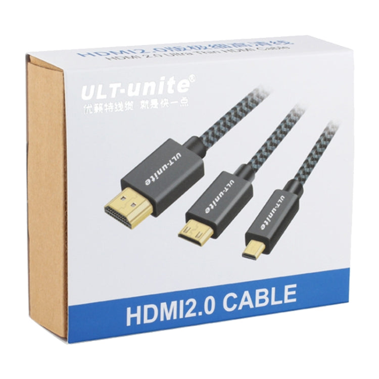 ULT-unite Gold-plated Head HDMI Male to Micro HDMI Male Nylon Braided Cable, Cable Length: 1.2m (Silver) - free shipping - PMC Jewellery - Order now!