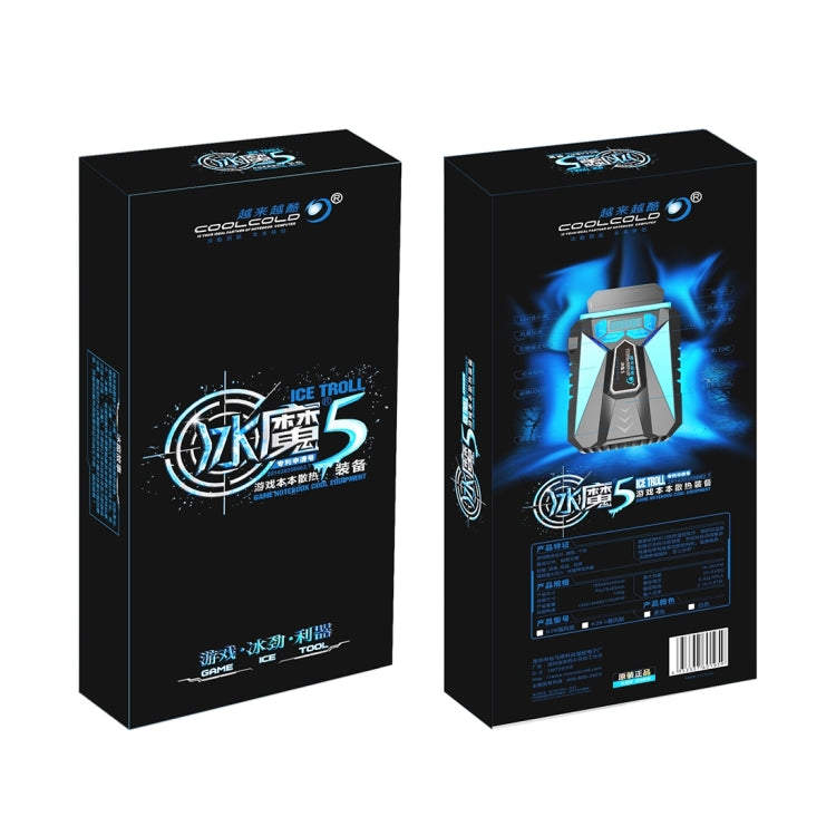 Ice Troll 5 COOLCOLD Portable Laptop Cooling Fan Air Cooler Speed Adjustable High Performance Notebook Fan Cooler Controller, AC 220V(Black) - free shipping - PMC Jewellery - Order now!