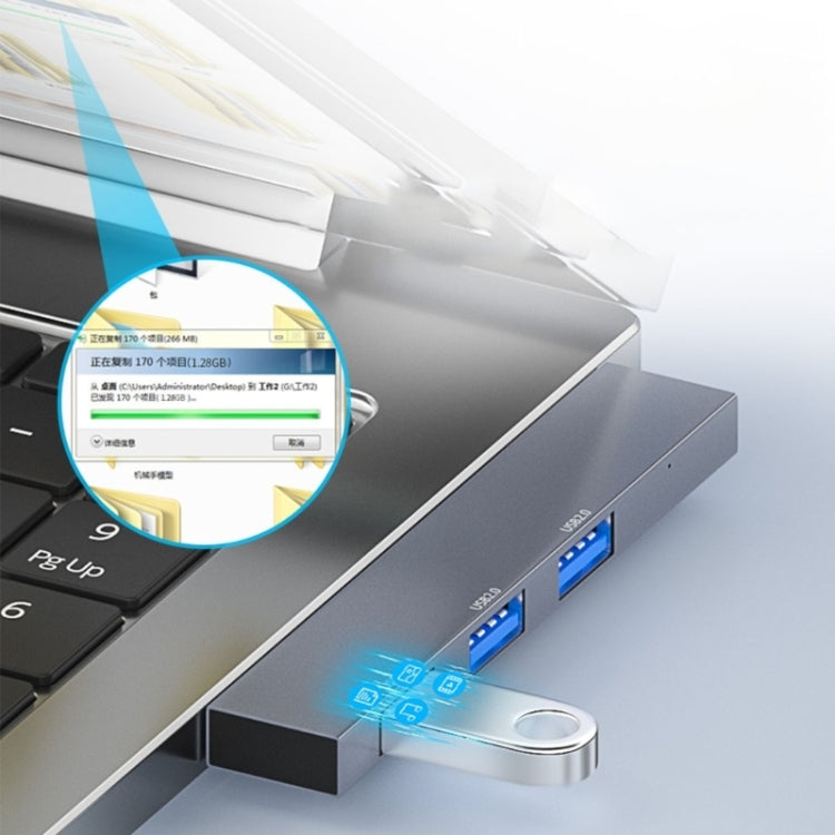 889R USB Male to Dual USB 2.0+USB 3.0 Female Adapter(Silver) - USB 3.0 HUB by PMC TechLife | Online Shopping South Africa | PMC TechLife | Buy Now Pay Later Mobicred