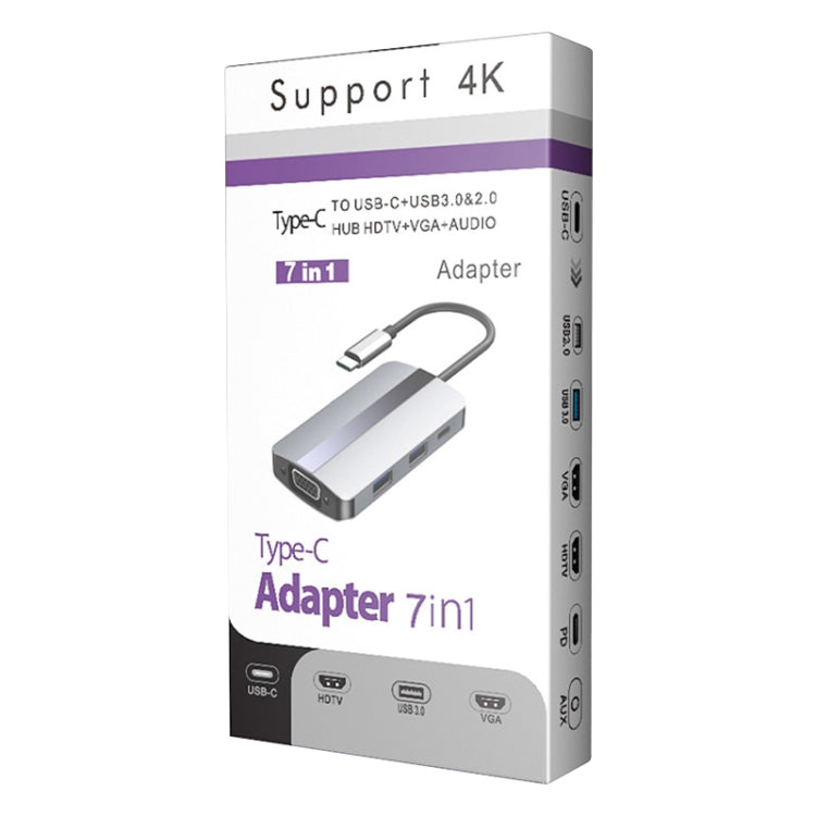 BYL-2106 7 in 1 USB-C / Type-C to USB Docking Station HUB Adapter (Silver) - USB HUB by PMC Jewellery | Online Shopping South Africa | PMC Jewellery | Buy Now Pay Later Mobicred