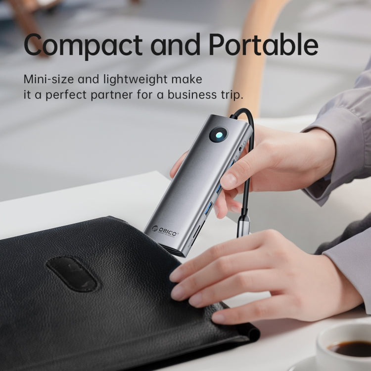 ORICO PW11-8PM Type-C / USB-C 8-in-1 5Gbps Multifunction Docking Station Card Reader (Silver) - USB HUB by ORICO | Online Shopping South Africa | PMC TechLife | Buy Now Pay Later Mobicred