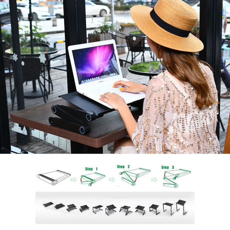 Portable 360 Degree Adjustable Foldable Aluminium Alloy Desk Stand with Double CPU Fans & Mouse Pad for Laptop / Notebook(Black) - Laptop Stand by PMC Jewellery | Online Shopping South Africa | PMC Jewellery | Buy Now Pay Later Mobicred