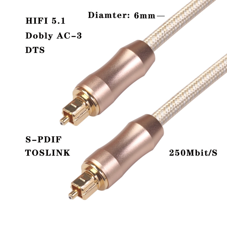 QHG02 SPDIF Toslink Gold-plated Fiber Braided Optic Audio Cable, Length: 5m - Audio Optical Cables by PMC TechLife | Online Shopping South Africa | PMC TechLife | Buy Now Pay Later Mobicred