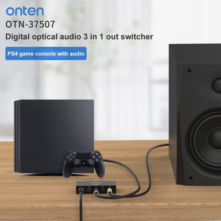 Onten 37507 Digital Optical Audio 3 In 1 Out Switcher Speaker Connector - Adapter by PMC Jewellery | Online Shopping South Africa | PMC Jewellery | Buy Now Pay Later Mobicred