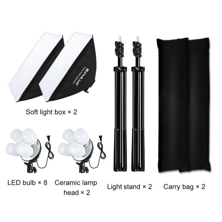 PULUZ Softbox Lighting Kit 2 PCS 50x70cm Professional Photo Studio Photography Light Equipment with 8 x E27 20W E27 Socket Bulb Photography Lighting Kit for Filming Portrait Shooting / Fashion Advertising Photography(US Plug) - free shipping - PMC TechLife - Order now!