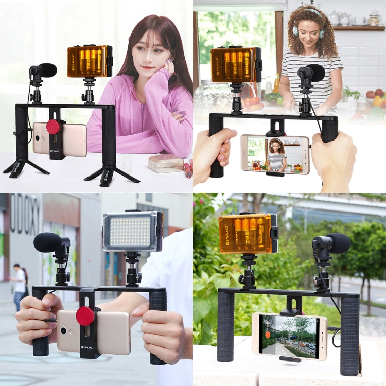 PULUZ Vlogging Live Broadcast Smartphone Video Rig Filmmaking Recording Handle Stabilizer Aluminum Bracket for iPhone, Galaxy, Huawei, Xiaomi, HTC, LG, Google, and Other Smartphones - free shipping - PMC TechLife - Order now!