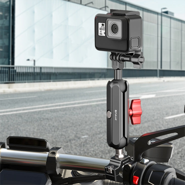 PULUZ Motorcycle Rearview Medium Clamp CNC Metal Magic Arm Rod Mount - Bicycle Handlebar Mount by PULUZ | Online Shopping South Africa | PMC TechLife | Buy Now Pay Later Mobicred