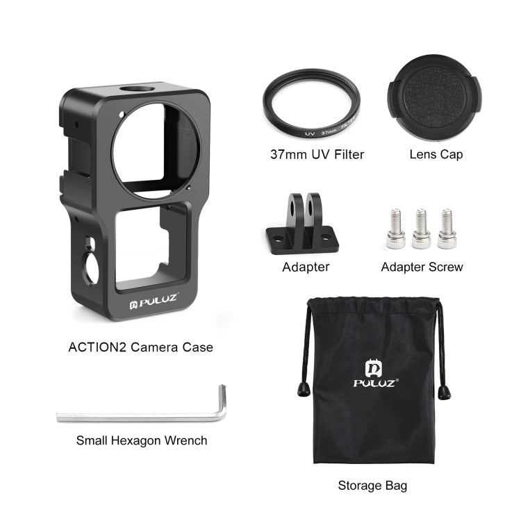 PULUZ CNC Aluminum Alloy Cage for DJI Action 2(Black) - free shipping - PMC TechLife - Order now!