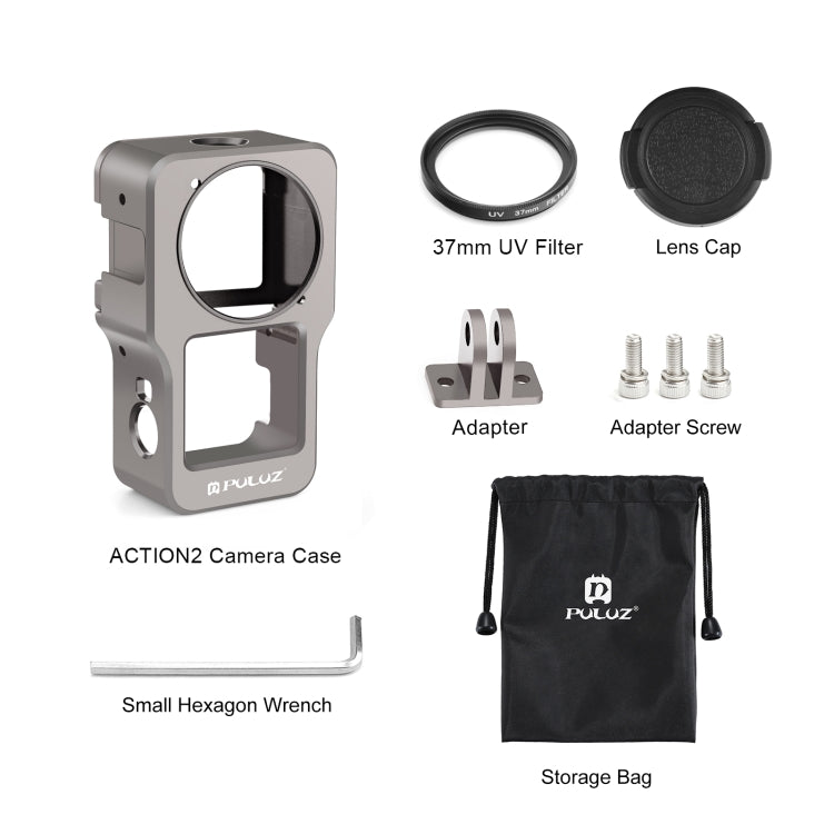 PULUZ CNC Aluminum Alloy Cage for DJI Action 2(Titanium Color) - Protection Frame by PULUZ | Online Shopping South Africa | PMC TechLife | Buy Now Pay Later Mobicred