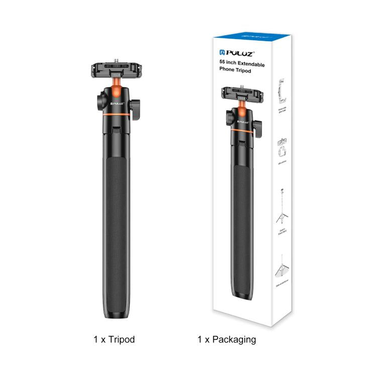 PULUZ 1.4m Phone Selfie Stick Tripod Vlog Live Streaming Holder with Phone Clip (Black) - free shipping - PMC TechLife - Order now!