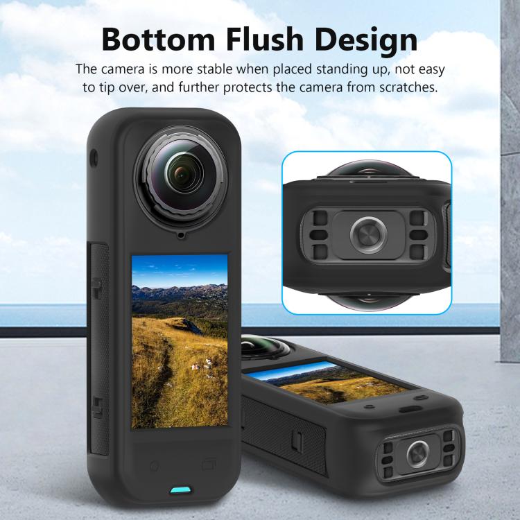 For Insta360 X5 PULUZ Silicone Protective Case with Lens Cover (Black) - free shipping - PMC TechLife - Order now!