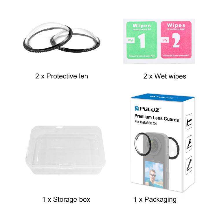 For Insta360 X4 PULUZ Rotation Optical Glass Lens Guard Protective Cover (Transparent) - free shipping - PMC TechLife - Order now!