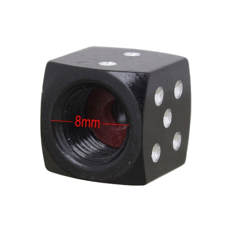 Universal 8mm Dice Style Aluminium Alloy Car Tire Valve Caps, Pack of 4(Black) - Tire Valve Caps by PMC TechLife | Online Shopping South Africa | PMC TechLife | Buy Now Pay Later Mobicred