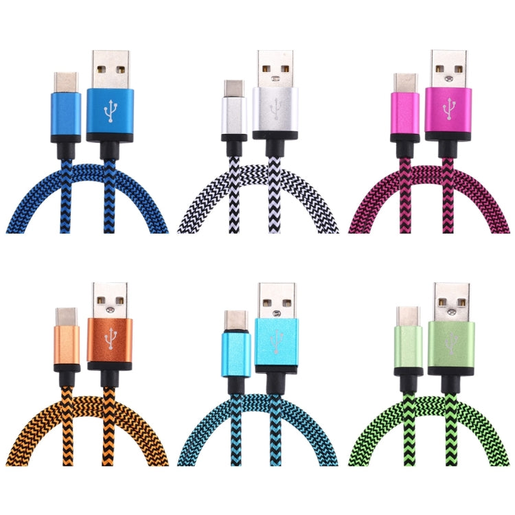 1m Woven Style USB-C / Type-C 3.1 to USB 2.0 Data Sync Charge Cable(Green) - USB-C & Type-C Cable by PMC TechLife | Online Shopping South Africa | PMC TechLife | Buy Now Pay Later Mobicred