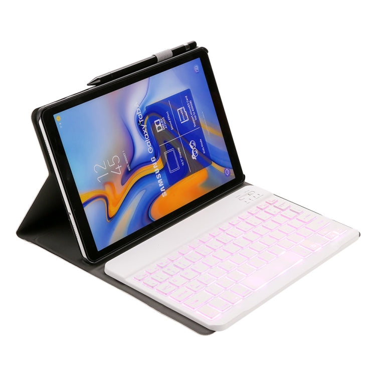 ST590S Bluetooth 3.0 Fine Wool Texture PU Leather ABS Detachable Seven-color Backlight Bluetooth Keyboard Leather Tablet Case for Samsung Galaxy Tab A 10.5 inch T590 / T595, with Pen Slot & Holder (Gold) - Samsung Keyboard by PMC TechLife | Online Shopping South Africa | PMC TechLife