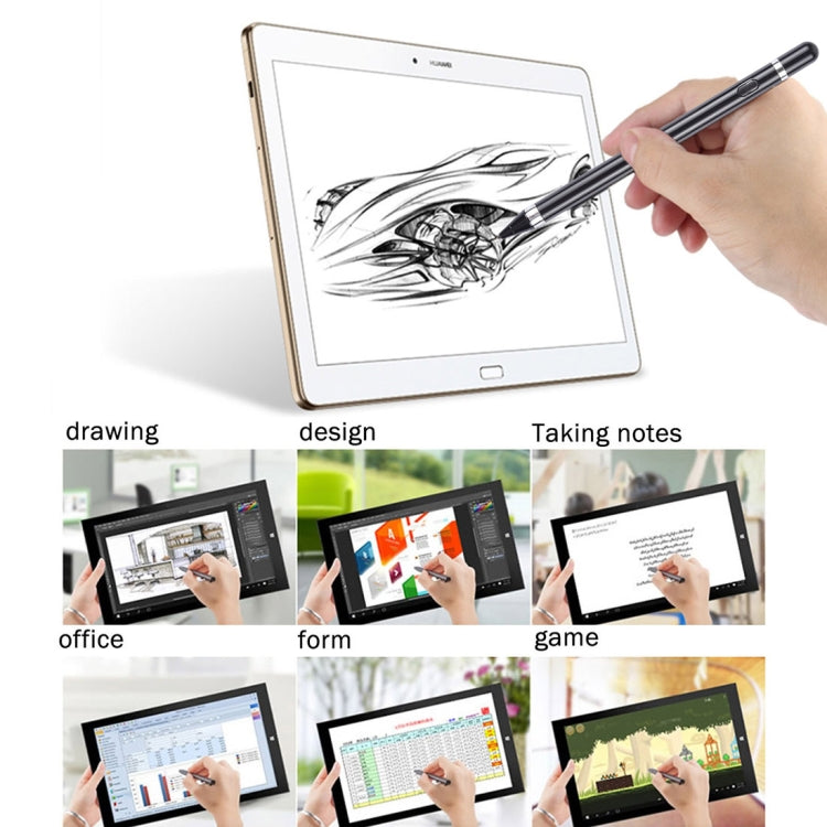 Short Universal Rechargeable Capacitive Touch Screen Stylus Pen with 2.3mm Superfine Metal Nib, For iPhone, iPad, Samsung, and Other Capacitive Touch Screen Smartphones or Tablet PC(Black) - Stylus Pen by PMc TechLife | Online Shopping South Africa | PMc TechLife | Buy Now Pay Later Mobicred