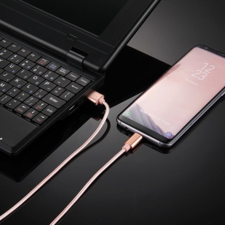 Knit Texture USB to USB-C / Type-C Data Sync Charging Cable, Cable Length: 1m, 3A Total Output, 2A Transfer Data(Rose Gold) - USB-C & Type-C Cable by PMC TechLife | Online Shopping South Africa | PMC TechLife | Buy Now Pay Later Mobicred