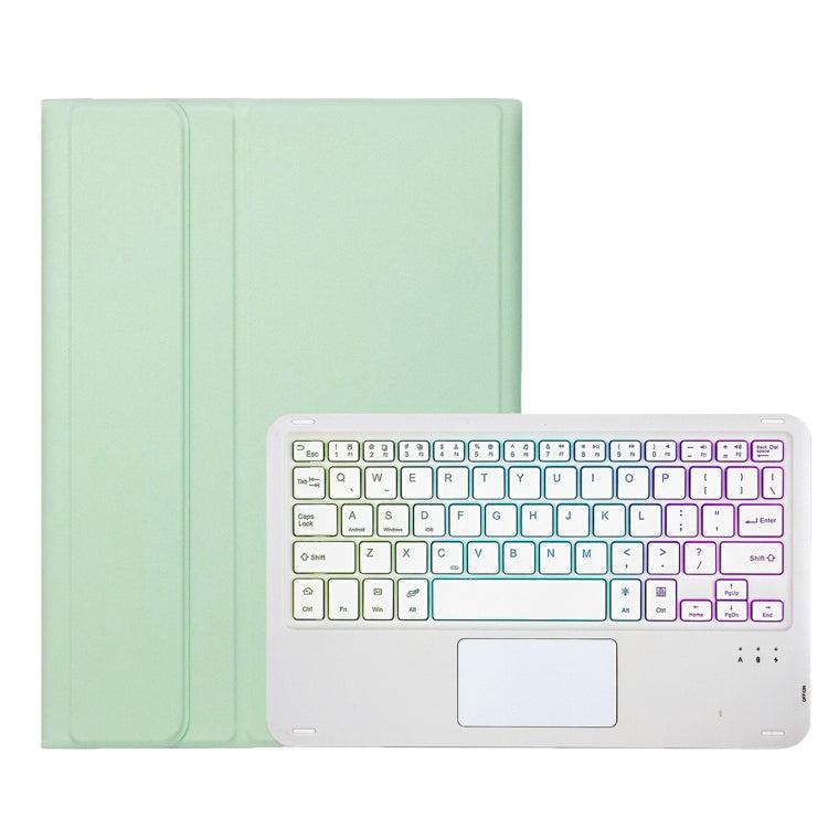 For iPad 10th Gen 10.9 2022 A10B-AS Lambskin Texture Backlight Bluetooth Touch Keyboard Leather Tablet Case with Pen Slot (Green) - Universal by PMC TechLife | Online Shopping South Africa | PMC TechLife