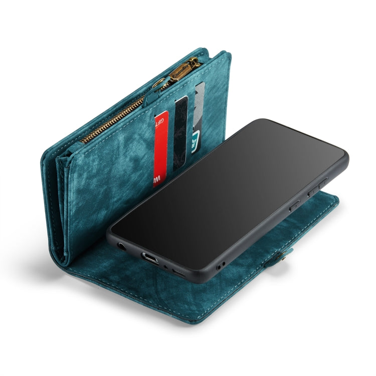 CaseMe-008 Detachable Multifunctional Retro Frosted Horizontal Flip Leather Case for Galaxy A20 / M10S, with Card Slot & Holder & Zipper Wallet & Photo Frame(Blue) - free shipping - PMC Jewellery - Order now!