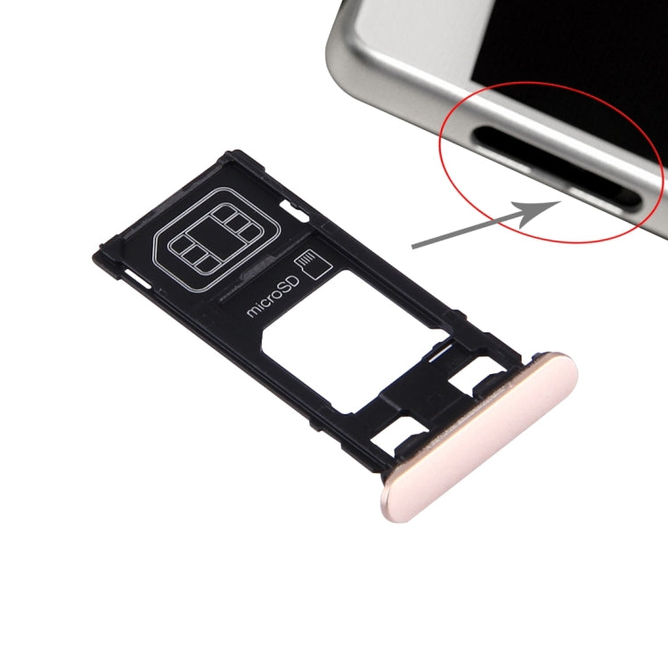 SIM Card Tray + Micro SD Card Tray + Card Slot Port Dust Plug for Sony Xperia X (Single SIM Version)(Rose Gold) - Card Tray by PMc TechLife | Online Shopping South Africa | PMc TechLife | Buy Now Pay Later Mobicred