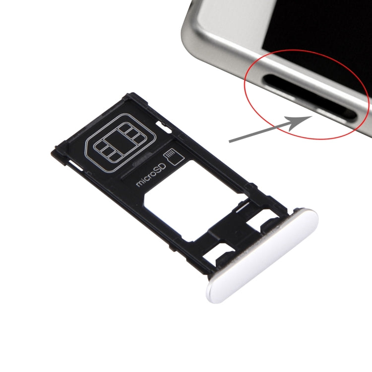 SIM Card Tray + Micro SD Card Tray + Card Slot Port Dust Plug for Sony Xperia X (Single SIM Version)(White) - Card Tray by PMc TechLife | Online Shopping South Africa | PMc TechLife | Buy Now Pay Later Mobicred