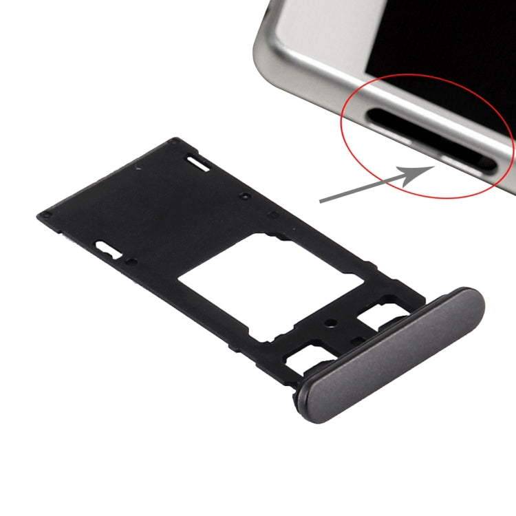 SIM Card Tray + Micro SD / SIM Card Tray + Card Slot Port Dust Plug for Sony Xperia X (Dual SIM Version)(Graphite Black) - Card Tray by PMc TechLife | Online Shopping South Africa | PMc TechLife | Buy Now Pay Later Mobicred