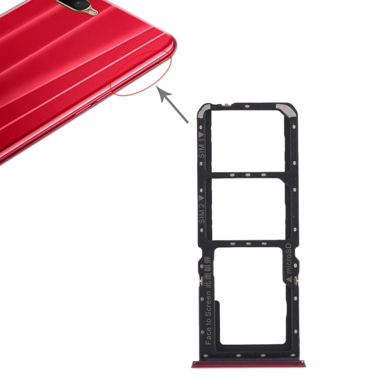For OPPO K1 2 x SIM Card Tray + Micro SD Card Tray (Red) - Card Socket by PMc TechLife | Online Shopping South Africa | PMc TechLife | Buy Now Pay Later Mobicred