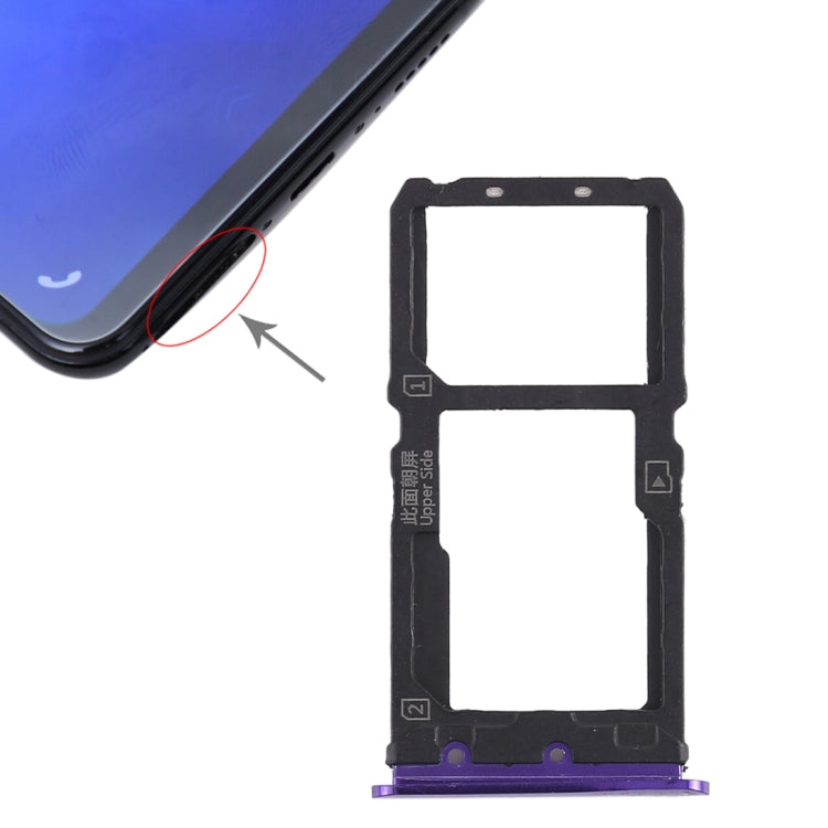 For Vivo X21 SIM Card Tray + SIM Card Tray / Micro SD Card Tray (Purple) - Card Socket by PMc TechLife | Online Shopping South Africa | PMc TechLife | Buy Now Pay Later Mobicred