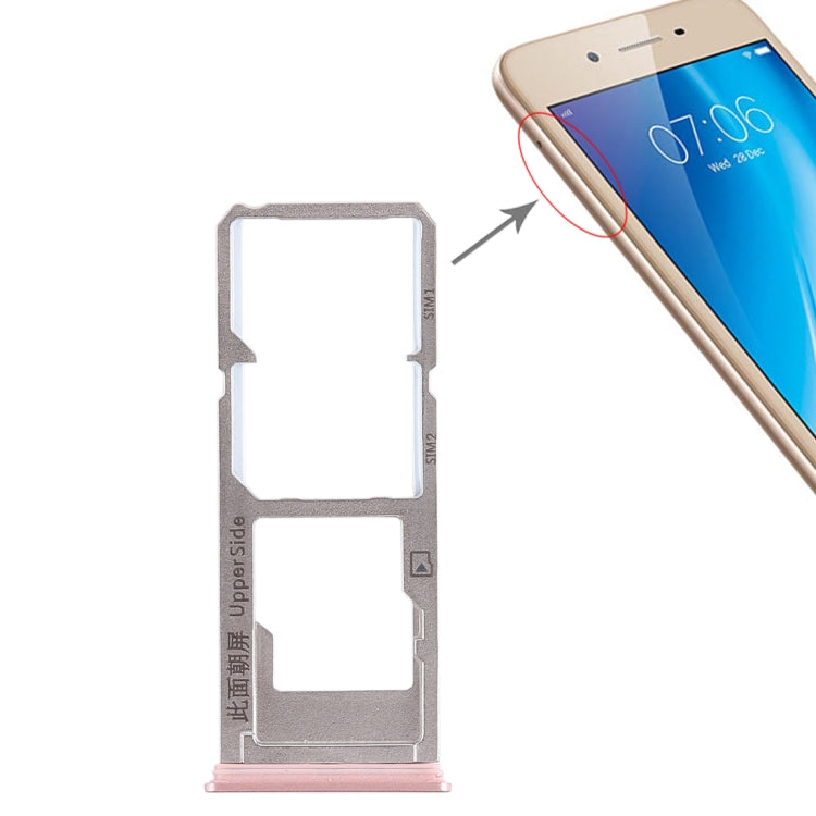 For Vivo Y53 2 x SIM Card Tray + Micro SD Card Tray (Rose Gold) - Card Socket by PMc TechLife | Online Shopping South Africa | PMc TechLife | Buy Now Pay Later Mobicred