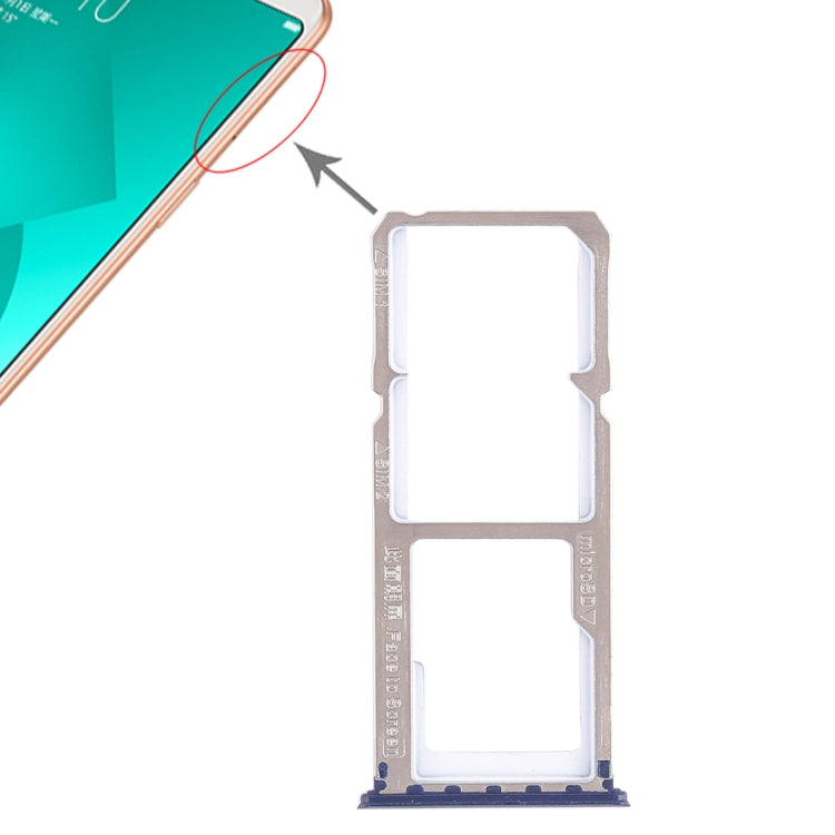For OPPO A83 2 x SIM Card Tray + Micro SD Card Tray (Blue) - Card Tray by PMc TechLife | Online Shopping South Africa | PMc TechLife | Buy Now Pay Later Mobicred