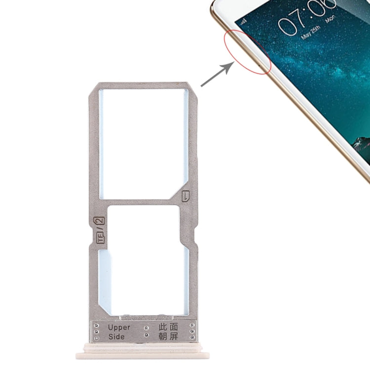 For Vivo Y67 SIM Card Tray + SIM Card Tray / Micro SD Card Tray (Gold) - free shipping - PMc TechLife - Order now!