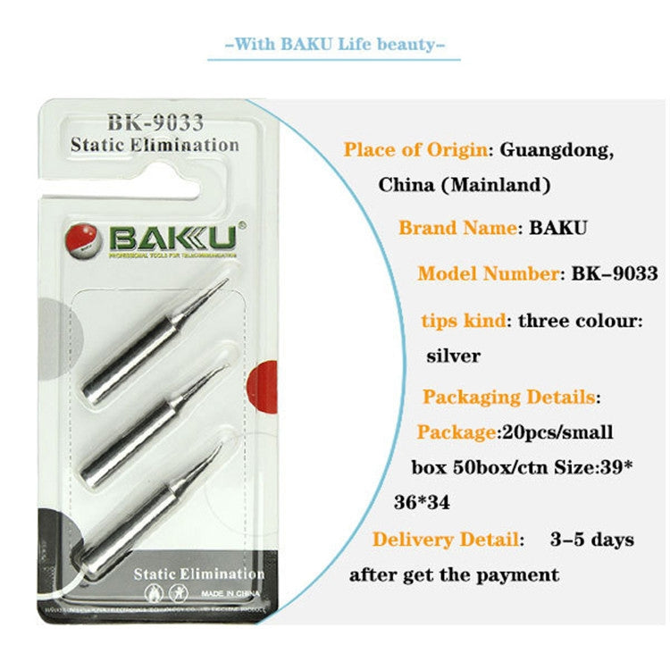 BAKU BK-9033 3 in 1 Lead-free Soldering Iron Tip for Solder Station - Soldering Iron Tip by BAKU | Online Shopping South Africa | PMC TechLife | Buy Now Pay Later Mobicred
