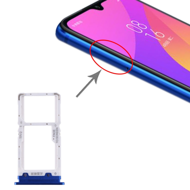 SIM Card Tray + SIM Card Tray / Micro SD Card Tray for Xiaomi Mi CC9 (Blue) - Card Tray by PMC TechLife | Online Shopping South Africa | PMC TechLife | Buy Now Pay Later Mobicred