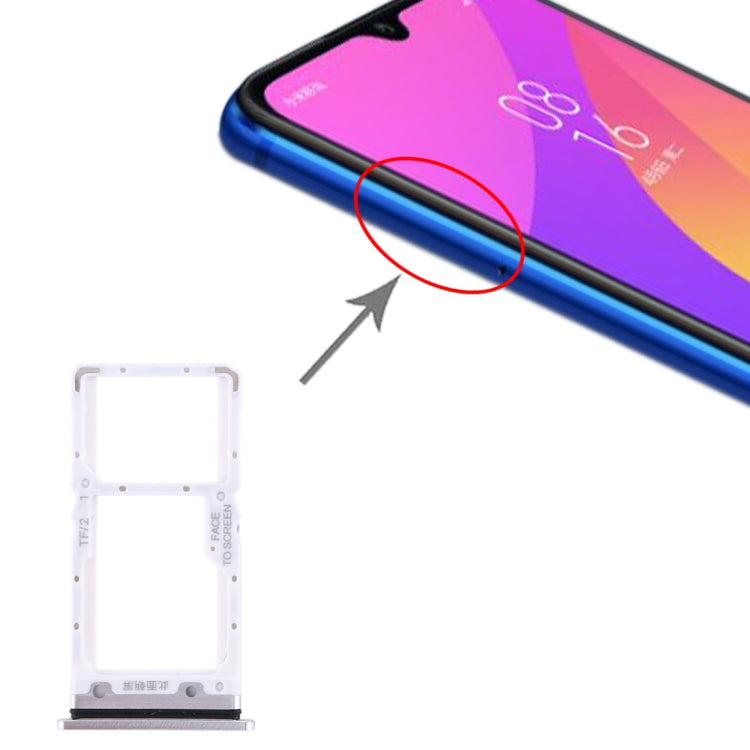 SIM Card Tray + SIM Card Tray / Micro SD Card Tray for Xiaomi Mi CC9 (Silver) - Card Tray by PMc TechLife | Online Shopping South Africa | PMc TechLife | Buy Now Pay Later Mobicred
