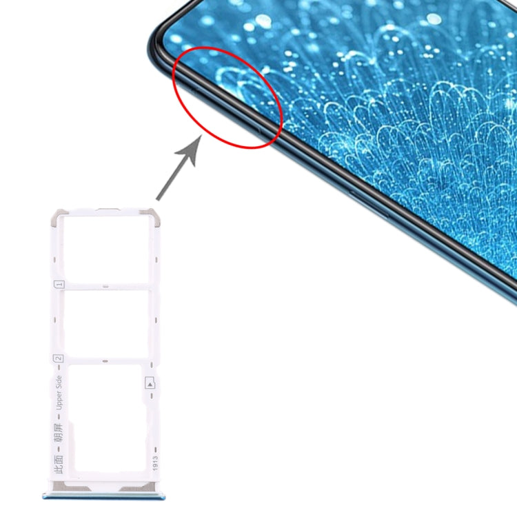 For Vivo Y7s SIM Card Tray + SIM Card Tray + Micro SD Card Tray (Blue) - Card Socket by PMc TechLife | Online Shopping South Africa | PMc TechLife | Buy Now Pay Later Mobicred