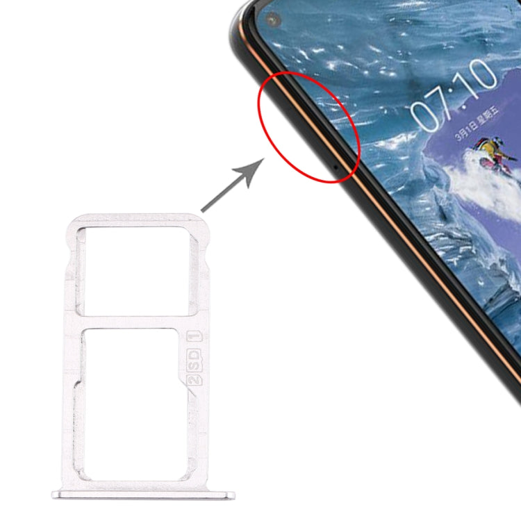 SIM Card Tray + SIM Card Tray / Micro SD Card Tray for Nokia X7 / 8.1 / 7.1 Plus / TA-1131(Silver) - Card Tray by PMc TechLife | Online Shopping South Africa | PMc TechLife | Buy Now Pay Later Mobicred