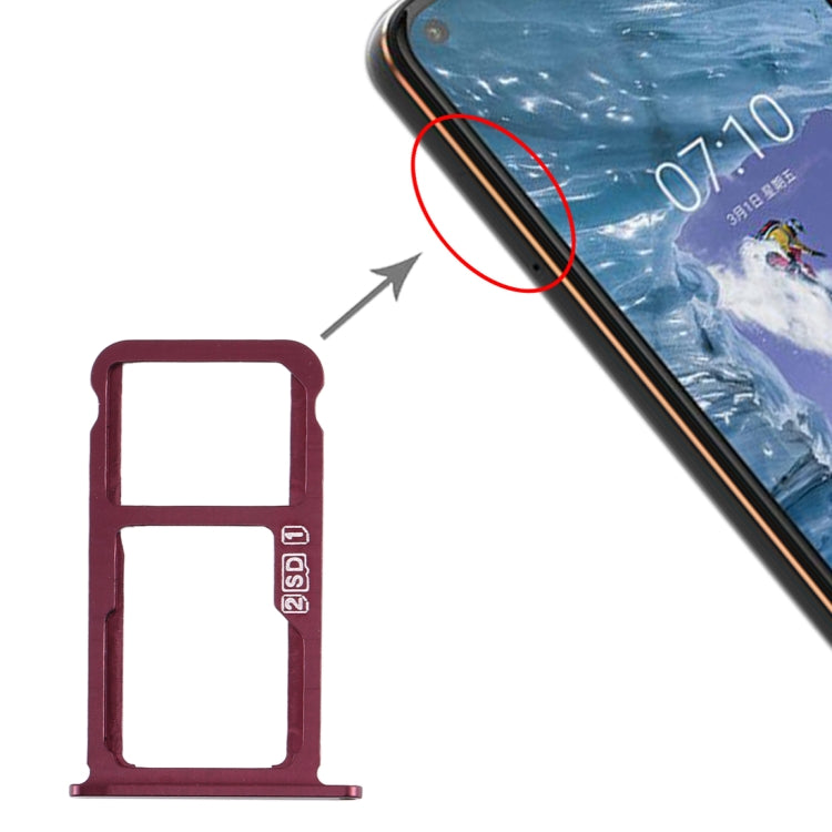 SIM Card Tray + SIM Card Tray / Micro SD Card Tray for Nokia X7 / 8.1 / 7.1 Plus / TA-1131(Purplish Red) - Card Tray by PMc TechLife | Online Shopping South Africa | PMc TechLife | Buy Now Pay Later Mobicred