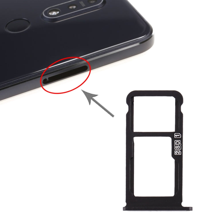 SIM Card Tray + SIM Card Tray / Micro SD Card Tray for Nokia 7.1 / TA-1100 TA-1096 TA-1095 TA-1085 TA-1097 (Black) - free shipping - PMc TechLife - Order now!
