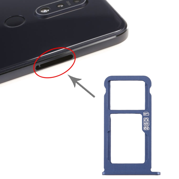 SIM Card Tray + SIM Card Tray / Micro SD Card Tray for Nokia 7.1 / TA-1100 TA-1096 TA-1095 TA-1085 TA-1097 (Blue) - Card Tray by PMc TechLife | Online Shopping South Africa | PMc TechLife | Buy Now Pay Later Mobicred