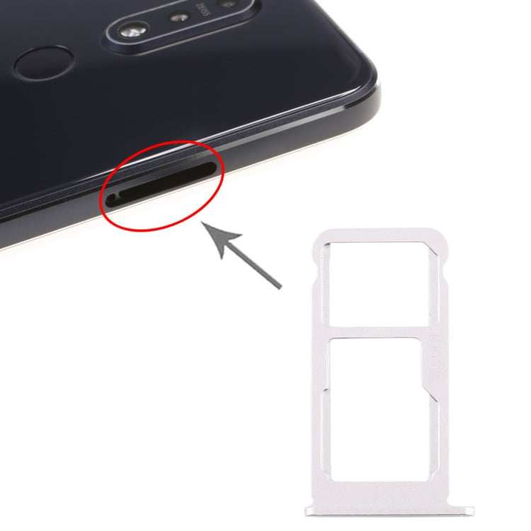 SIM Card Tray + SIM Card Tray / Micro SD Card Tray for Nokia 7.1 / TA-1100 TA-1096 TA-1095 TA-1085 TA-1097 (Silver) - Card Tray by PMc TechLife | Online Shopping South Africa | PMc TechLife | Buy Now Pay Later Mobicred