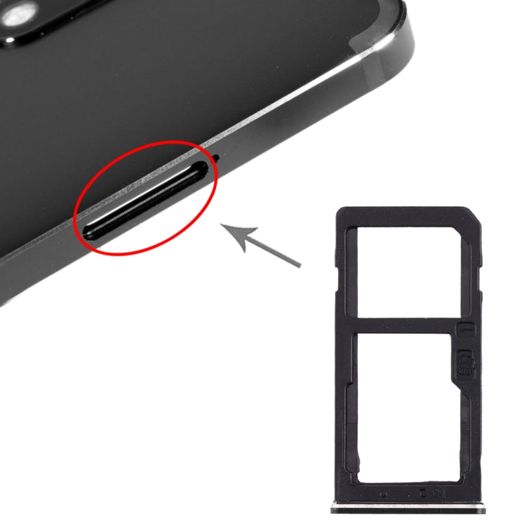 SIM Card Tray + SIM Card Tray / Micro SD Card Tray for Nokia 6 TA-1000 TA-1003 TA-1021 TA-1025 TA-1033 TA-1039 (Black) - Card Tray by PMc TechLife | Online Shopping South Africa | PMc TechLife | Buy Now Pay Later Mobicred