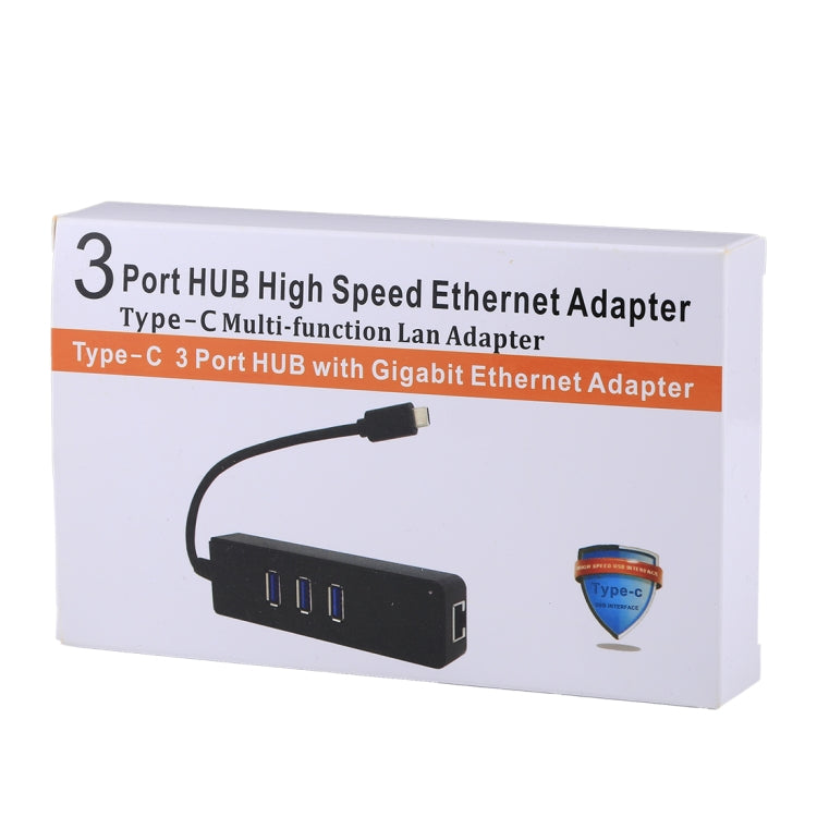 USB-C / Type-C to 3 USB 3.0 Ports HUB + RJ45 High Speed Gigabit Ethernet Adapter Multi-function LAN Adapter - Lan Cable and Tools by PMC Jewellery | Online Shopping South Africa | PMC Jewellery | Buy Now Pay Later Mobicred