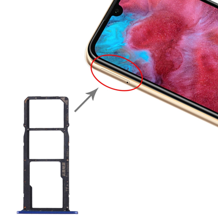 SIM Card Tray + SIM Card Tray + Micro SD Card Tray for Huawei Honor Play 3e (Blue) - Card Socket by PMc TechLife | Online Shopping South Africa | PMc TechLife | Buy Now Pay Later Mobicred
