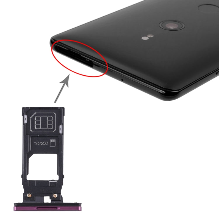 SIM Card Tray + Micro SD Card Tray for Sony Xperia XZ3(Purple) - Card Tray by PMc TechLife | Online Shopping South Africa | PMc TechLife | Buy Now Pay Later Mobicred