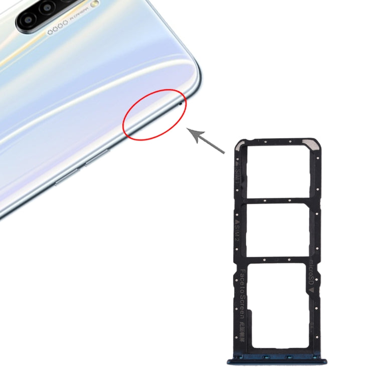 For Realme X2 SIM Card Tray + SIM Card Tray + Micro SD Card Tray (Blue) - free shipping - PMc TechLife - Order now!