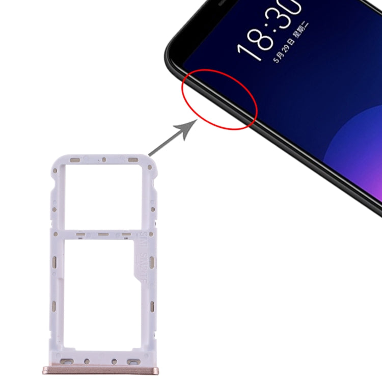 For Meizu M6T SIM Card Tray + SIM / Micro SD Card Tray (Pink) - For Meizu by PMc TechLife | Online Shopping South Africa | PMc TechLife | Buy Now Pay Later Mobicred