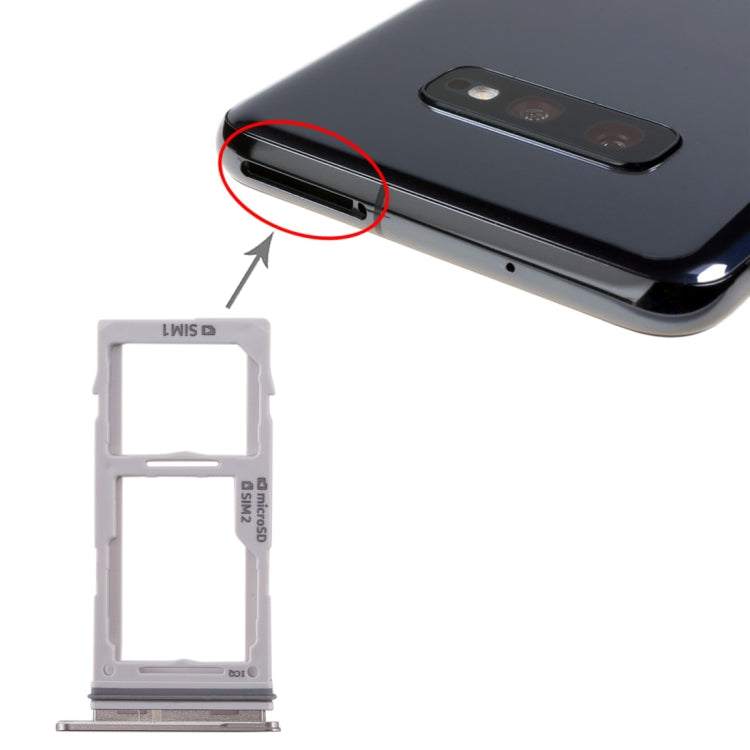 For Galaxy S10+ / S10 / S10e SIM Card Tray + SIM Card Tray / Micro SD Card Tray (White) - free shipping - PMc TechLife - Order now!
