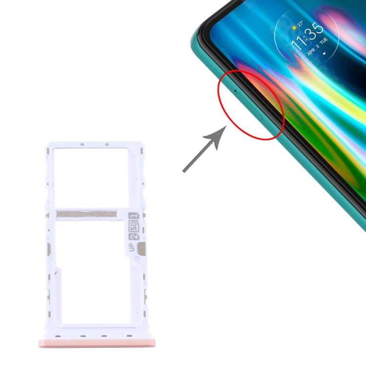 SIM Card Tray + SIM Card Tray / Micro SD Card Tray for Motorola Moto G9 Play/Moto G9 (India) (Pink) - Card Socket by PMc TechLife | Online Shopping South Africa | PMc TechLife | Buy Now Pay Later Mobicred
